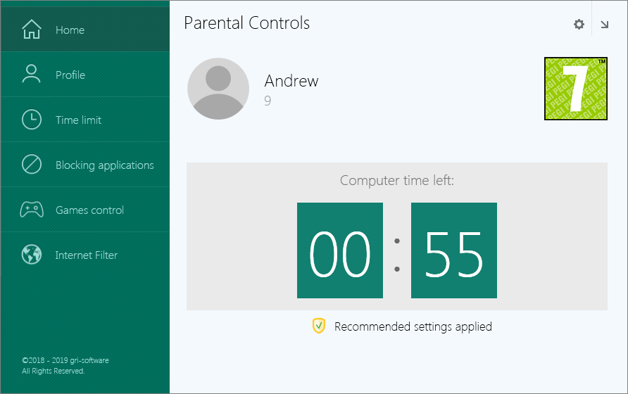 GS Parental Controls Screenshot 1 in English