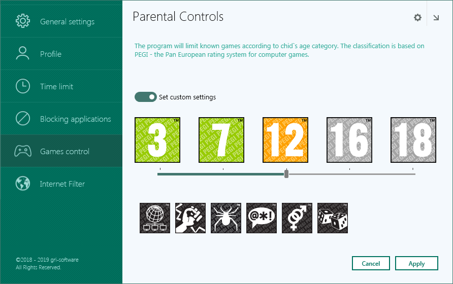 GS Parental Controls Screenshot 2 in English